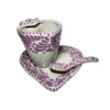 Set 3 Piezas Corazon Fondo Blanco Con Morado Mik